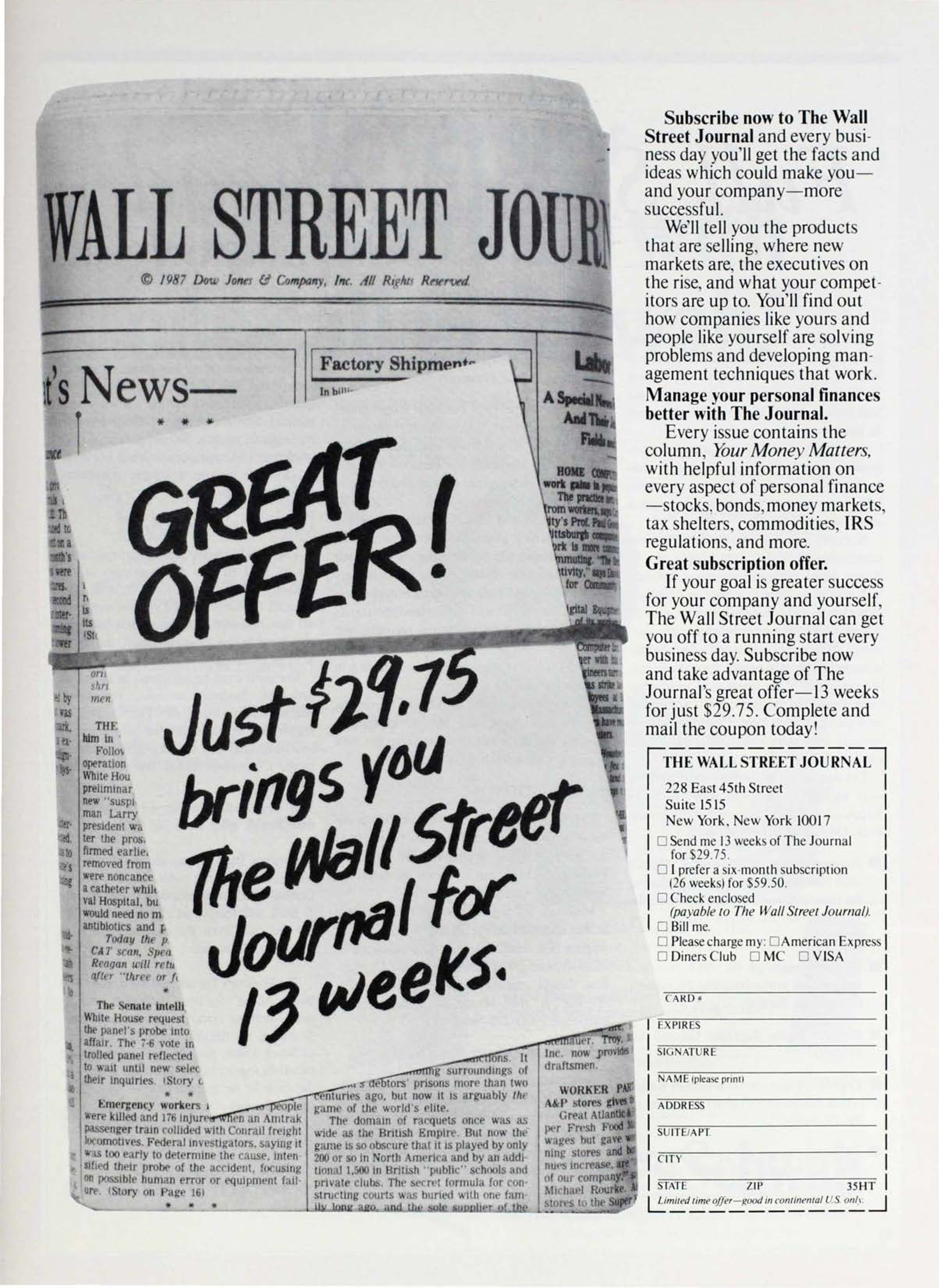 The Wall Street Journal Advertisement, March 1988